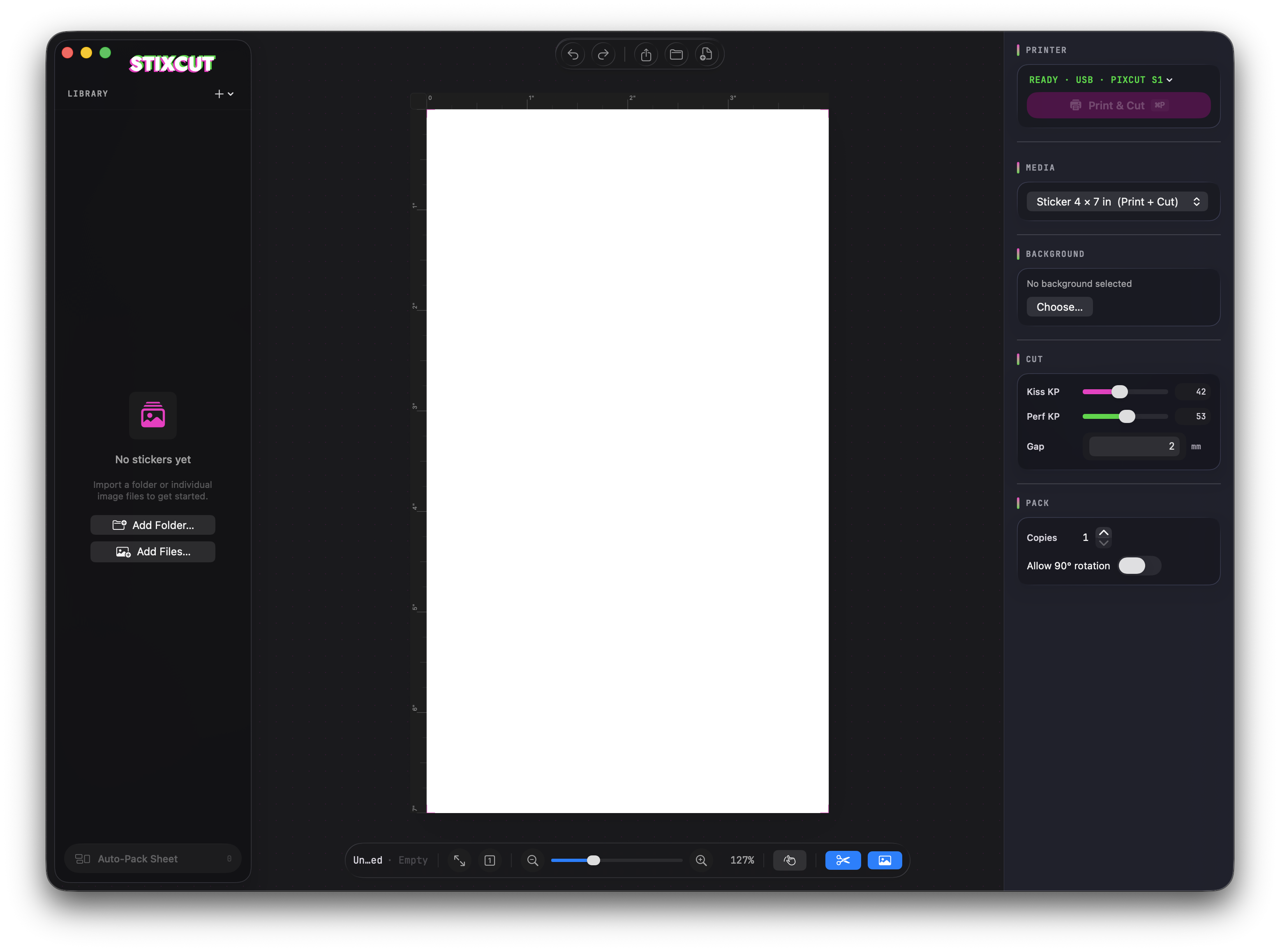 StixCut sticker printing app screenshot