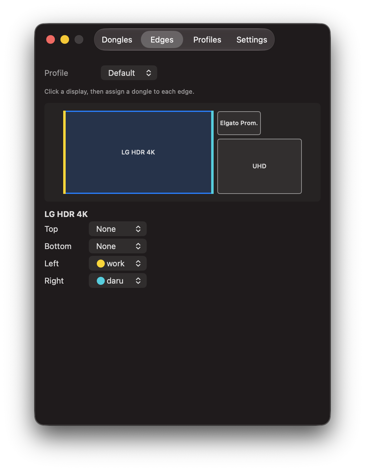 TargetFlow screen edge assignments